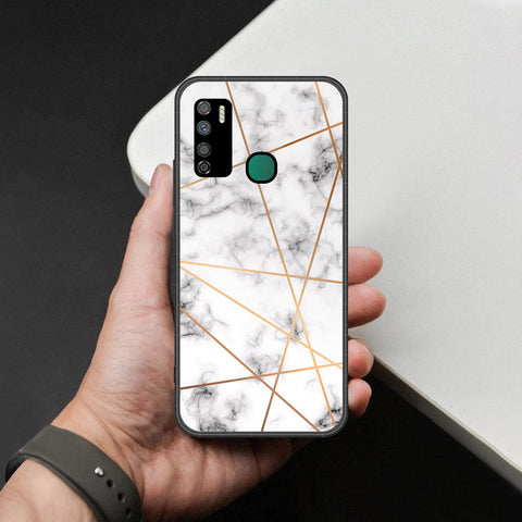 Infinix Note 7 Lite Cover - White Marble Series 2 - HQ Ultra Shine Premium Infinity Glass Soft Silicon Borders Case