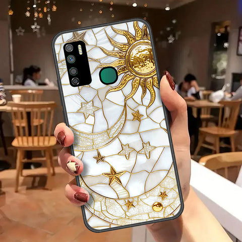 Infinix Note 7 Lite Cover - Celestial Starry Universe Series - HQ Ultra Shine Premium Infinity Glass Soft Silicon Borders Case