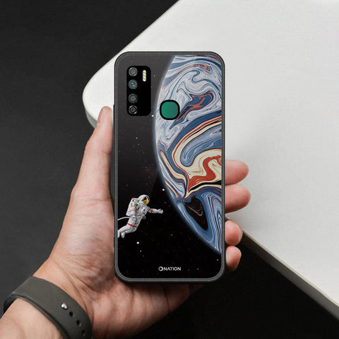 Infinix Note 7 Lite Cover - Cosmic Marble Astronaut Design - HQ Ultra Shine Premium Infinity Glass Soft Silicon Borders Case