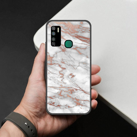 Infinix Note 7 Lite Cover - White Marble Series 2 - HQ Ultra Shine Premium Infinity Glass Soft Silicon Borders Case