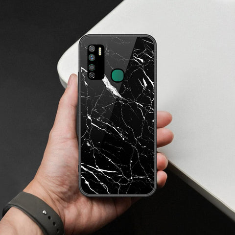 Infinix Note 7 Lite Cover - Black Marble Series - HQ Ultra Shine Premium Infinity Glass Soft Silicon Borders Case