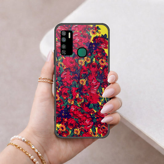 Infinix Note 7 Lite Cover - Floral Series - HQ Ultra Shine Premium Infinity Glass Soft Silicon Borders Case