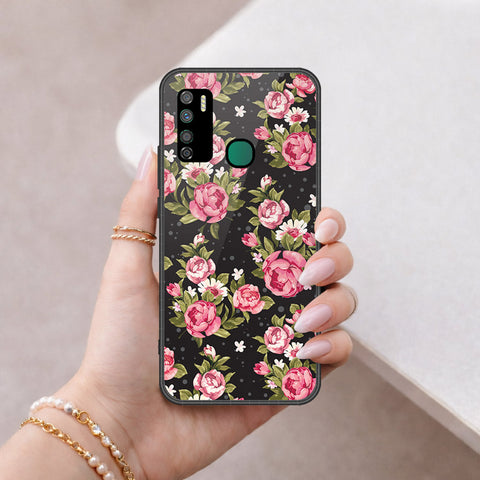 Infinix Note 7 Lite Cover - Floral Series - HQ Ultra Shine Premium Infinity Glass Soft Silicon Borders Case