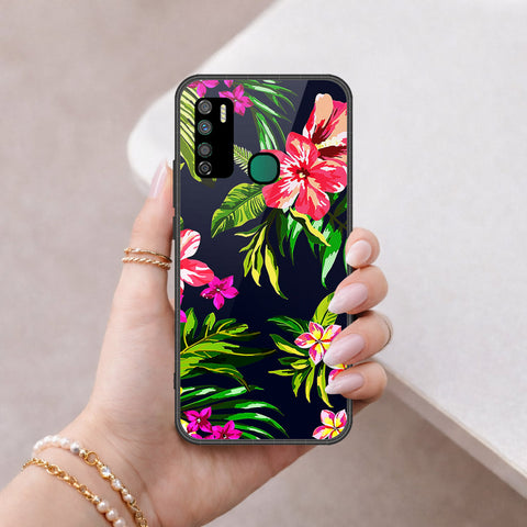 Infinix Note 7 Lite Cover - Floral Series - HQ Ultra Shine Premium Infinity Glass Soft Silicon Borders Case