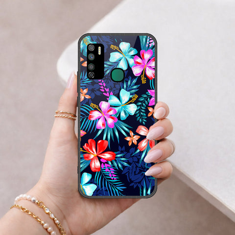 Infinix Note 7 Lite Cover - Floral Series - HQ Ultra Shine Premium Infinity Glass Soft Silicon Borders Case