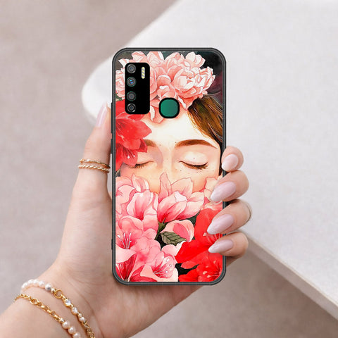 Infinix Note 7 Lite Cover - Floral Series - HQ Ultra Shine Premium Infinity Glass Soft Silicon Borders Case