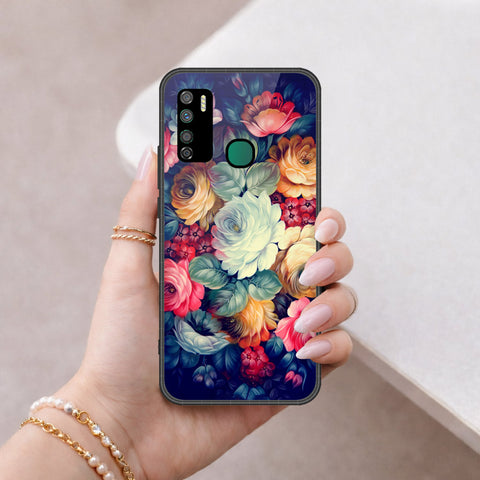 Infinix Note 7 Lite Cover - Floral Series 2 - HQ Ultra Shine Premium Infinity Glass Soft Silicon Borders Case