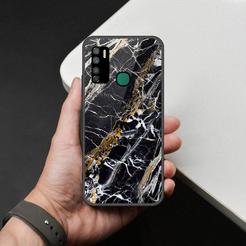 Infinix Note 7 Lite Cover - Black Marble Series - HQ Ultra Shine Premium Infinity Glass Soft Silicon Borders Case