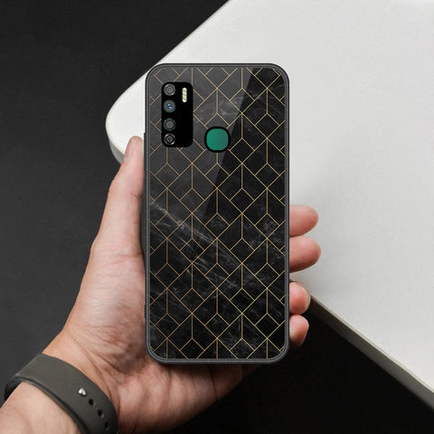 Infinix Note 7 Lite Cover - Black Marble Series - HQ Ultra Shine Premium Infinity Glass Soft Silicon Borders Case