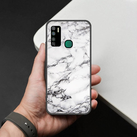 Infinix Note 7 Lite Cover - White Marble Series - HQ Ultra Shine Premium Infinity Glass Soft Silicon Borders Case