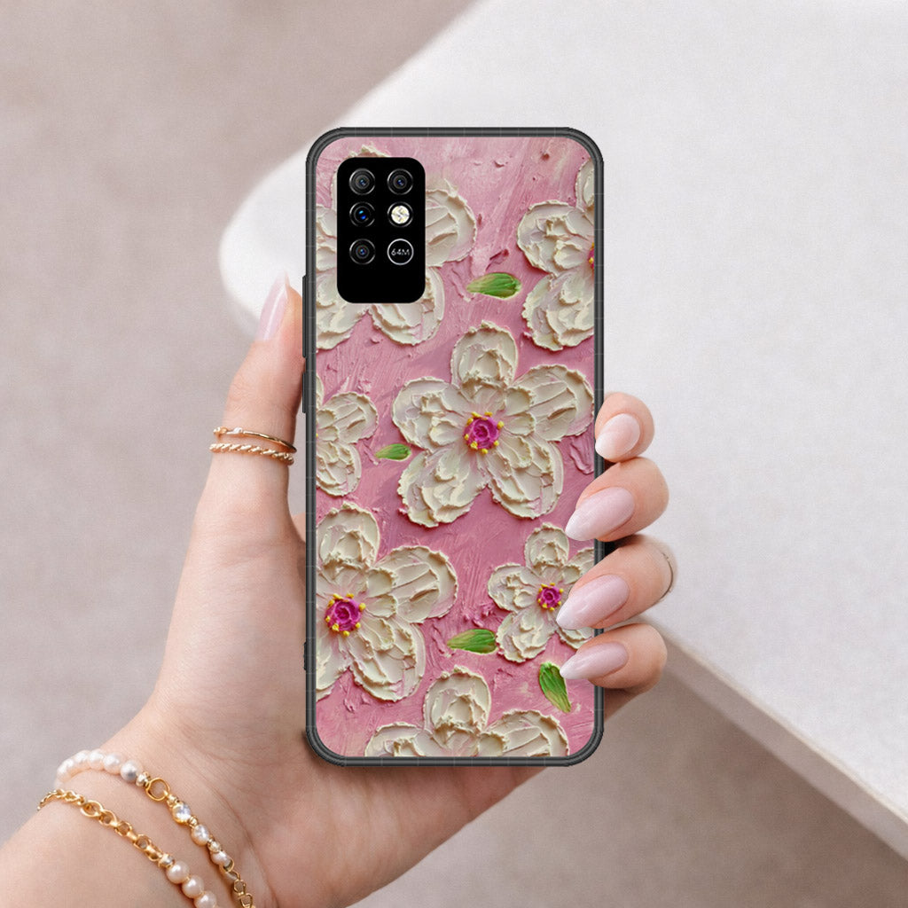 Infinix Note 8 Cover - Floral Series - Design 5 - Pink & White - HQ Premium Shine Durable Shatterproof Case