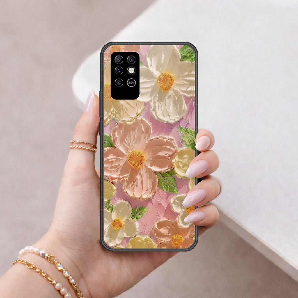 Infinix Note 8 Cover - Floral Series - Design 11 - White & Green - HQ Premium Shine Durable Shatterproof Case
