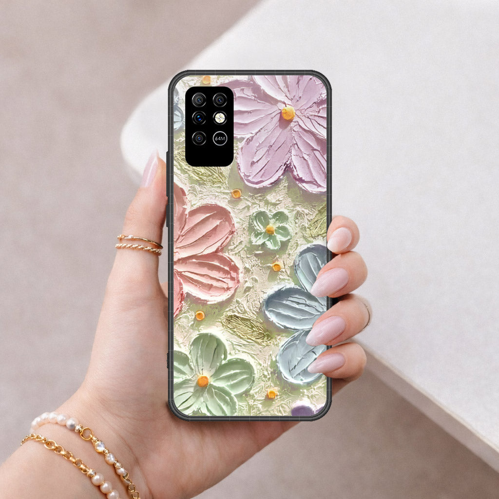 Infinix Note 8 Cover - Floral Series - Design 15 - Blue & Green - HQ Premium Shine Durable Shatterproof Case