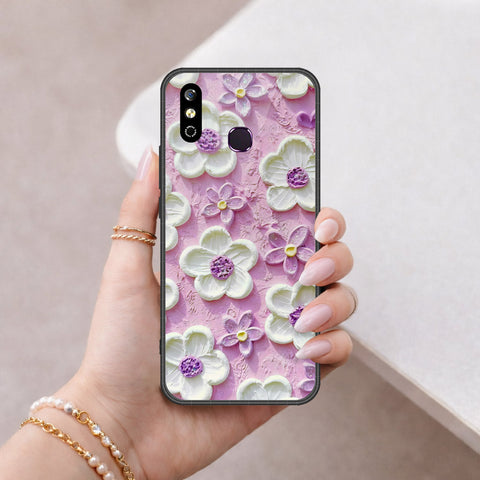 Infinix Smart 4 Cover - Floral Series - Design 4 - Purple & White - HQ Premium Shine Durable Shatterproof Case