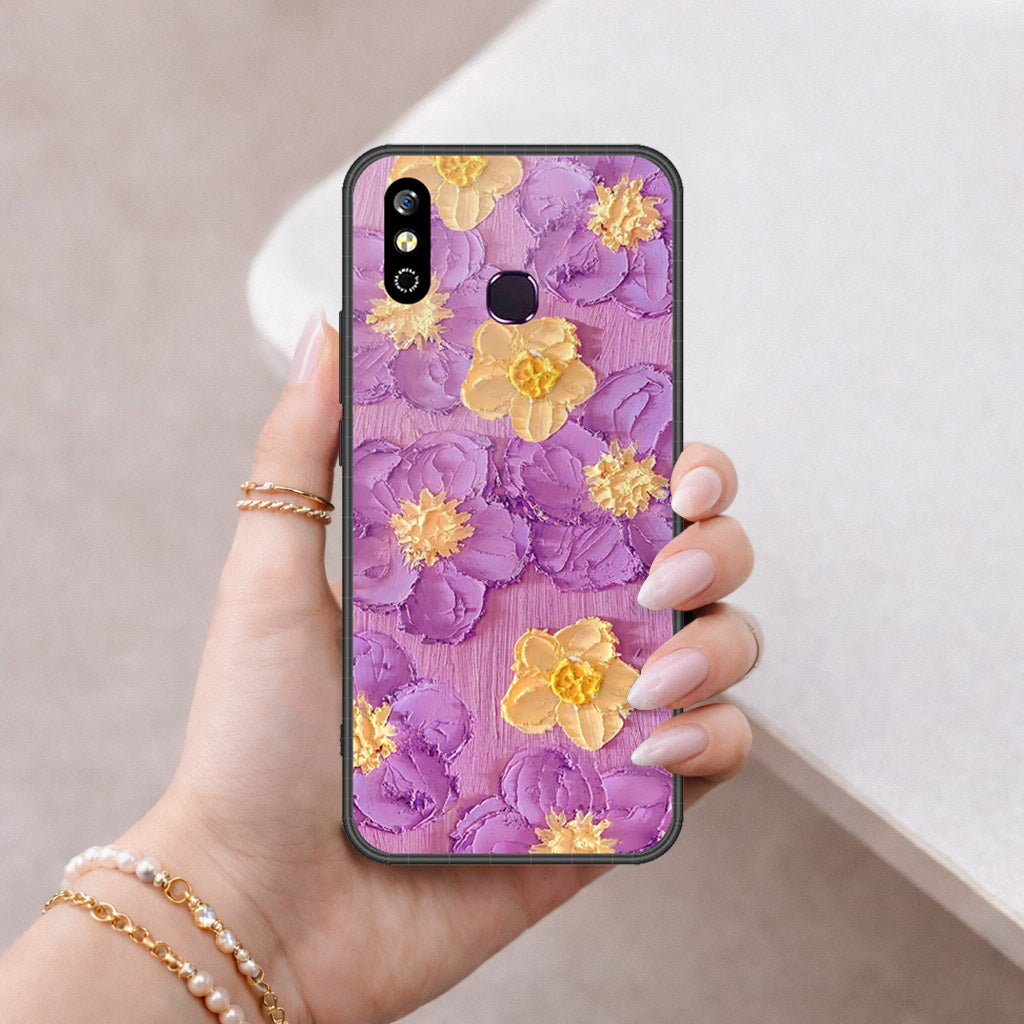Infinix Smart 4 Cover - Floral Series - Design 8 - Purple & Yellow - HQ Premium Shine Durable Shatterproof Case