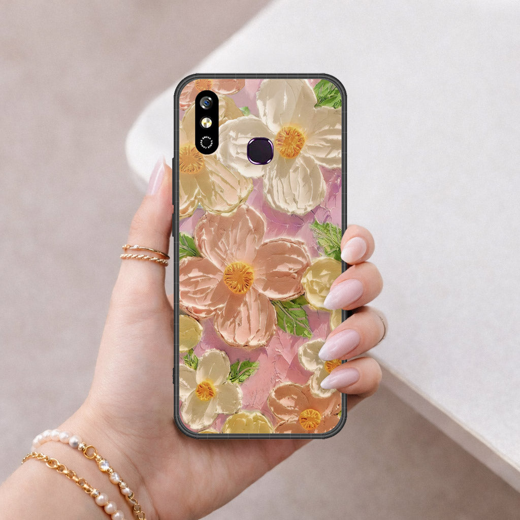 Infinix Smart 4 Cover - Floral Series - Design 11 - White & Green - HQ Premium Shine Durable Shatterproof Case