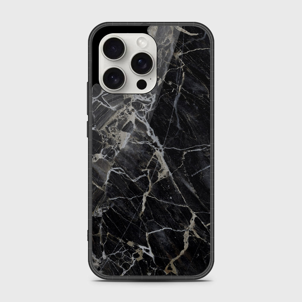 iPhone 16 Pro Max Cover- Black Marble Series - HQ Premium Shine Durable Silicone Case With Protection Cushion