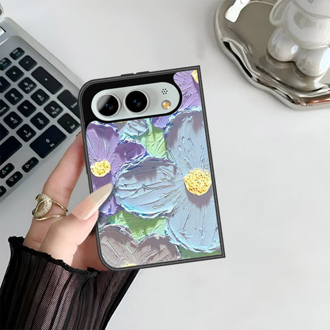 iPhone Fold Cover - Floral Series - Design 1 - Purple & Aqua - HQ Premium Shine Durable Shatterproof Case