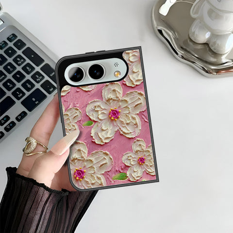 iPhone Fold Cover - Floral Series - Design 5 - Pink & White - HQ Premium Shine Durable Shatterproof Case