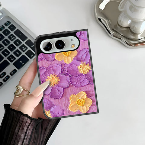 iPhone Fold Cover - Floral Series - Design 8 - Purple & Yellow - HQ Premium Shine Durable Shatterproof Case