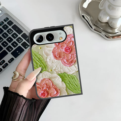 iPhone Fold Cover - Floral Series - Design 13 - Offwhite & Green - HQ Premium Shine Durable Shatterproof Case
