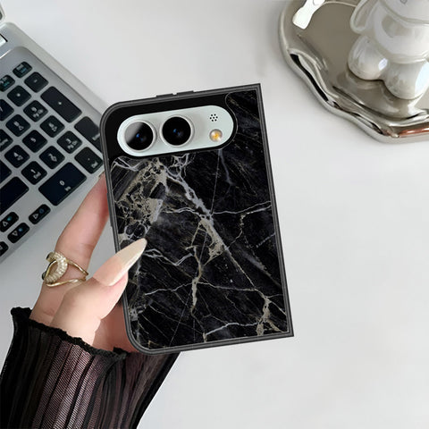 iPhone Fold Cover - Black Marble Series - HQ Premium Shine Durable Shatterproof Case