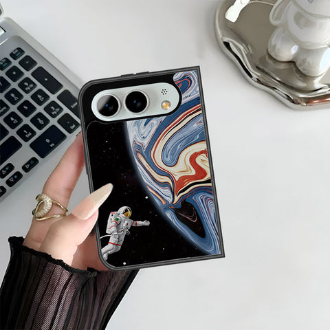 iPhone Fold Cover - Cosmic Marble Astronaut Design - HQ Premium Shine Durable Shatterproof Case