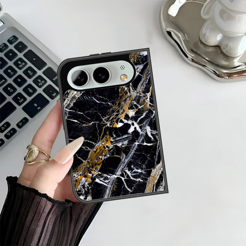iPhone Fold Cover - Black Marble Series - HQ Premium Shine Durable Shatterproof Case