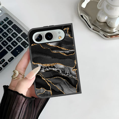 iPhone Fold Cover - Black Marble Series - HQ Premium Shine Durable Shatterproof Case