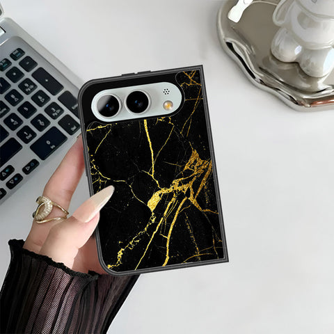 iPhone Fold Cover - Black Marble Series - HQ Premium Shine Durable Shatterproof Case
