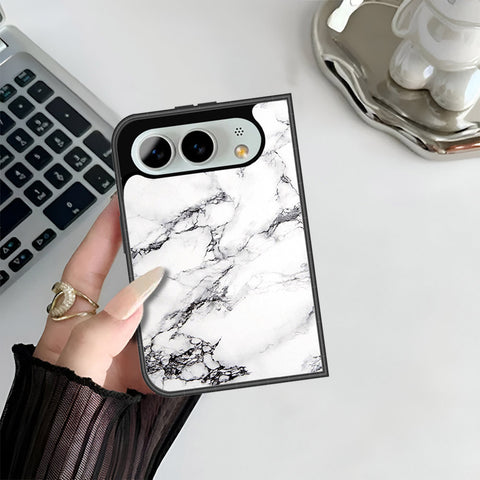 iPhone Fold Cover - White Marble Series - HQ Premium Shine Durable Shatterproof Case