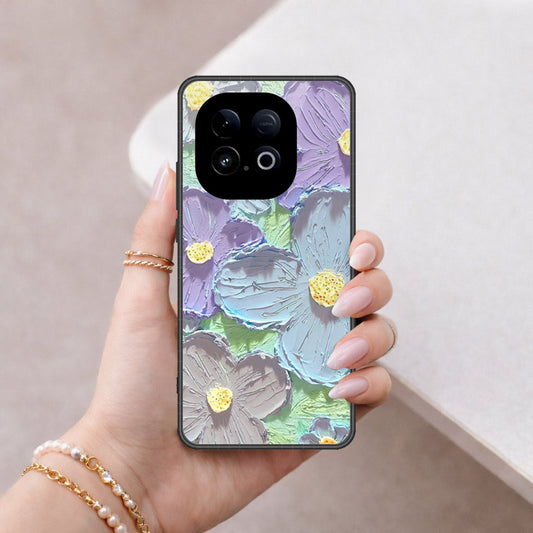 Vivo Y300 GT Cover - Floral Series - Design 1 - Purple & Aqua - HQ Premium Shine Durable Shatterproof Case