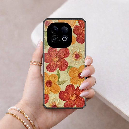 Vivo Y300 GT Cover - Floral Series - Design 6 - Red & Orange - HQ Premium Shine Durable Shatterproof Case
