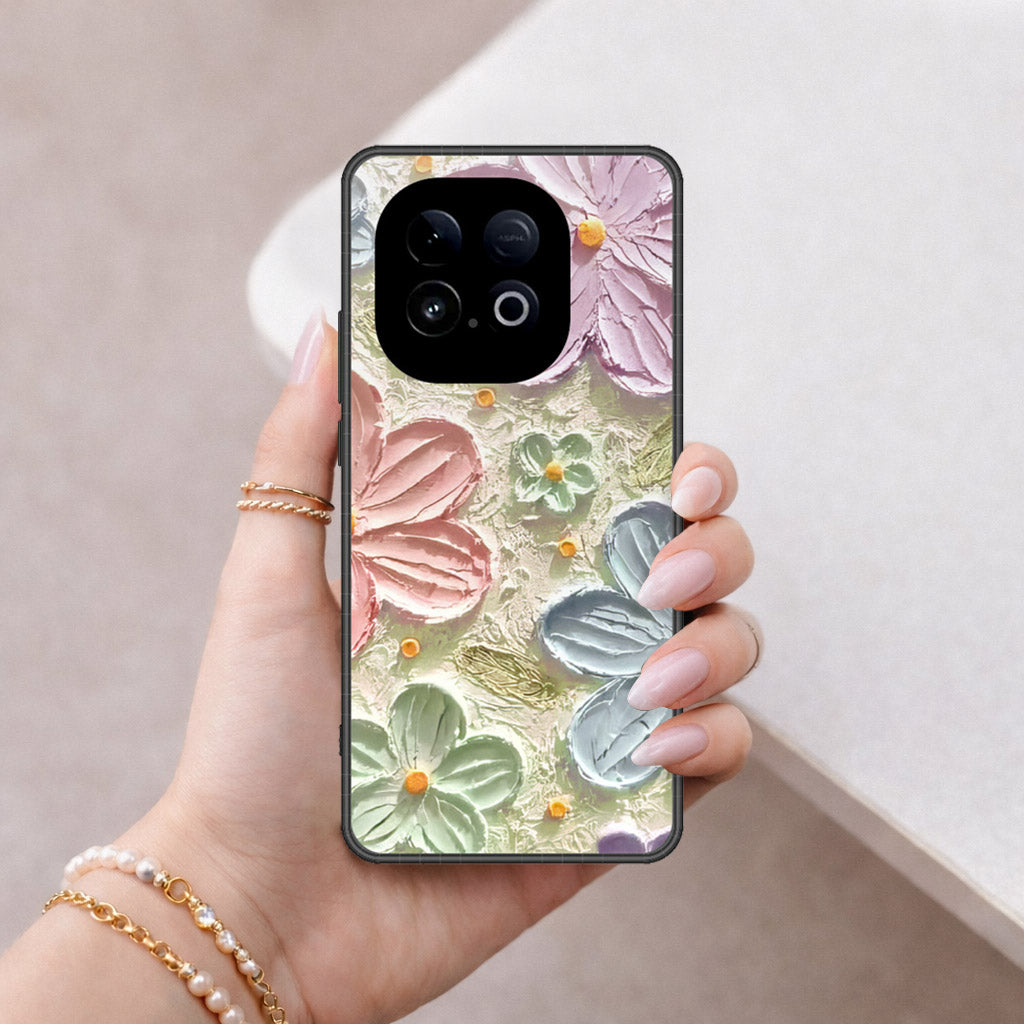 Vivo Y300 GT Cover - Floral Series - Design 15 - Blue & Green - HQ Premium Shine Durable Shatterproof Case