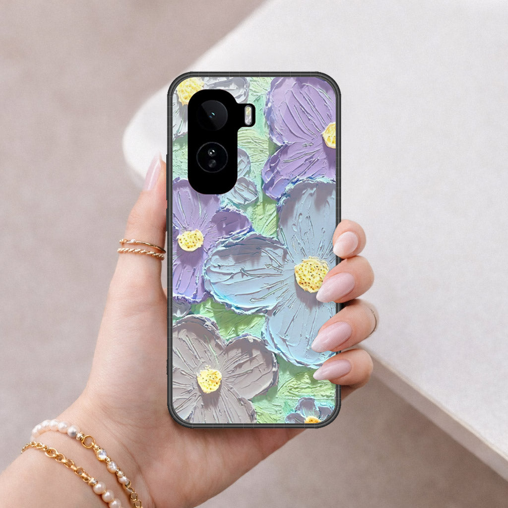 Vivo iQOO Z11 Cover - Floral Series - Design 1 - Purple & Aqua - HQ Premium Shine Durable Shatterproof Case