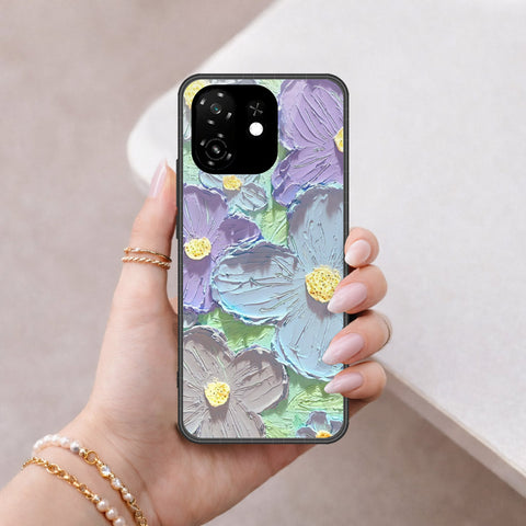 itel A100C Cover - Floral Series - Design 1 - Purple & Aqua - HQ Premium Shine Durable Shatterproof Case