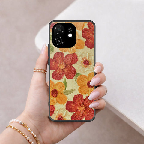 itel A100C Cover - Floral Series - Design 6 - Red & Orange - HQ Premium Shine Durable Shatterproof Case