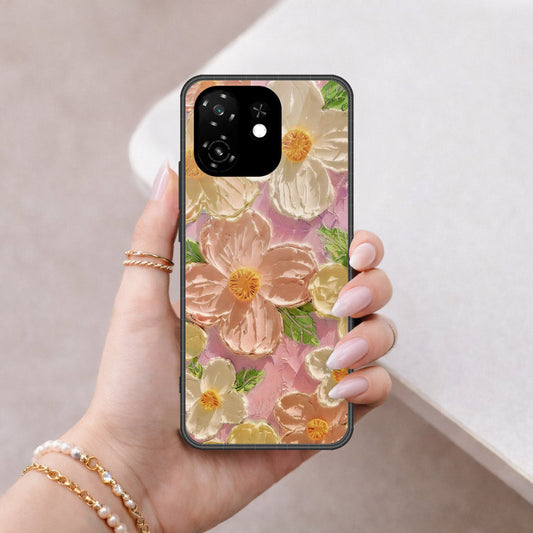 itel A100C Cover - Floral Series - Design 11 - White & Green - HQ Premium Shine Durable Shatterproof Case