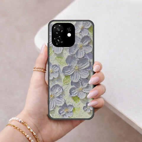 itel A100C Cover - Floral Series - Design 12 - Grey & Green - HQ Premium Shine Durable Shatterproof Case