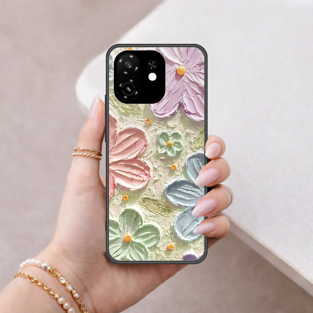 itel A100C Cover - Floral Series - Design 15 - Blue & Green - HQ Premium Shine Durable Shatterproof Case