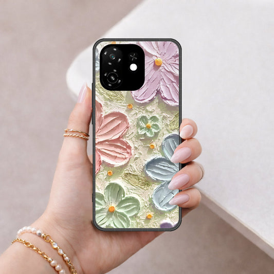 itel A100C Cover - Floral Series - Design 15 - Blue & Green - HQ Premium Shine Durable Shatterproof Case