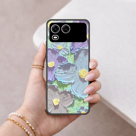 itel A200 Cover - Floral Series - Design 1 - Purple & Aqua - HQ Premium Shine Durable Shatterproof Case