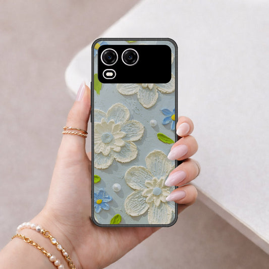 itel A200 Cover - Floral Series - Design 3 - Sky Blue - HQ Premium Shine Durable Shatterproof Case