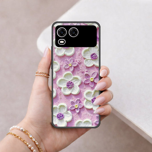 itel A200 Cover - Floral Series - Design 4 - Purple & White - HQ Premium Shine Durable Shatterproof Case