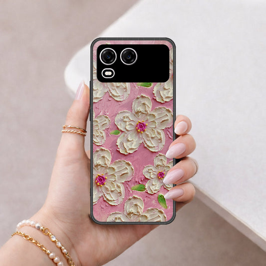 itel A200 Cover - Floral Series - Design 5 - Pink & White - HQ Premium Shine Durable Shatterproof Case