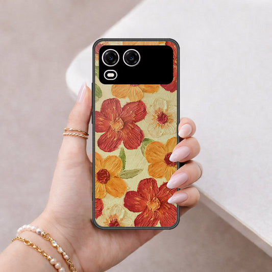 itel A200 Cover - Floral Series - Design 6 - Red & Orange - HQ Premium Shine Durable Shatterproof Case