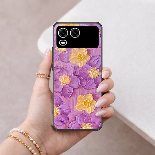 itel A200 Cover - Floral Series - Design 8 - Purple & Yellow - HQ Premium Shine Durable Shatterproof Case