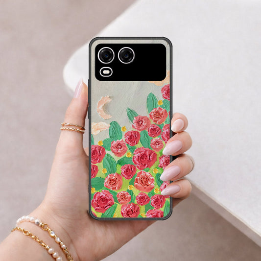 itel A200 Cover - Floral Series - Design 10 - Red & Green - HQ Premium Shine Durable Shatterproof Case