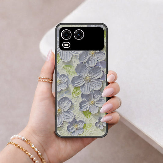 itel A200 Cover - Floral Series - Design 12 - Grey & Green - HQ Premium Shine Durable Shatterproof Case