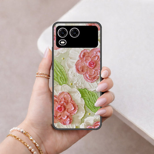 itel A200 Cover - Floral Series - Design 13 - Offwhite & Green - HQ Premium Shine Durable Shatterproof Case